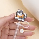 Personalisierte Dackel Corgi kleine Hunde wiederverwendbare Strohhalm Topper mit anfänglichen Charme Zubehör für Stanley Becher Geburtstag Geschenk für Hundeliebhaber Besitzer