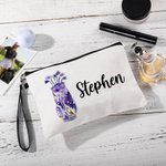 Personalised Colourful Golf Clubs Design Portable Linen Wristlet Makeup Bag with Name Birthday Sports Team Gift for Golf Lovers