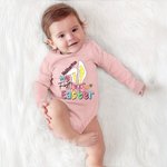 Personalized My First Easter Bunny Ears Bow 100% Cotton Long-sleeve Baby Bodysuit with Name Holiday Outfit Easter Baby Shower Gift for Newborns