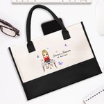 Personalizada Mariposa Dibujos Animados Mujer Lienzo Bolsa Tote con Nombre y Texto Cumpleaños Agradecimiento Oficina Regalo para Colegas Líderes