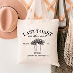 Personalised Last Toast On The Coast Canvas Tote Bag with Text Wedding Beach Bachelorette Party Gift for Bridesmaid