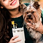 Personalisierte Dackel Corgi kleine Hunde wiederverwendbare Strohhalm Topper mit anfänglichen Charme Zubehör für Stanley Becher Geburtstag Geschenk für Hundeliebhaber Besitzer