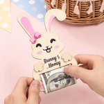 Caricatura personalizada de conejo de madera Money Holder con el nombre de Pascua Cesta de Rellenos de Regalo para Niños Adultos