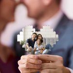 Personlig hjärtformad foto byggsten pussel födelsedag årsdag bröllopsgåva för familj