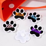 Personalisierte Multicolor 3D Hund Pfote Print Name Tasche Button Charm Zubehör für Bogg Geburtstag Geschenk für Hundeliebhaber