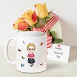 Personalisierte Cartoon-Charakter Fünf-Sterne-Rezension 11oz 15oz keramische Kaffeetasse mit Namen Muttertag Geburtstag Geschenk für Mama