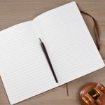 Personalised Scales of Justice PU Leather Notebook with Name and 100 Lined Pages Birthday Appreciation Office Gift for Lawyer