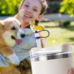 Personalisierte Dackel Corgi kleine Hunde wiederverwendbare Strohhalm Topper mit anfänglichen Charme Zubehör für Stanley Becher Geburtstag Geschenk für Hundeliebhaber Besitzer