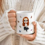 Personalisierte Cartoon-Charakter Fünf-Sterne-Rezension 11oz 15oz keramische Kaffeetasse mit Namen Muttertag Geburtstag Geschenk für Mama