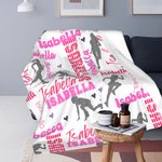 Personalisierte Running Girl World Cloud weiche Decke mit Namen Home Decor Geburtstagsgeschenk für Sportliebhaber