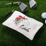 Gepersonaliseerde Geboorte Bloem Golf Cosmetische Tas met Naam Verjaardag Reis Accessoire Gift voor vrouwen Golf Lover