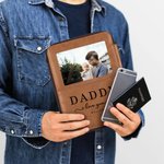 Personalized Daddy We Love You So Leather Travel Passport Wallet with Photo and Kids Names Father's Day Birthday Gift for Dad