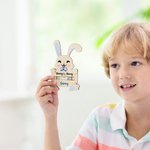 Caricatura personalizada de conejo de madera Money Holder con el nombre de Pascua Cesta de Rellenos de Regalo para Niños Adultos