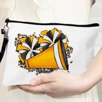 Personalized Watercolour Cheer Megaphone and Pom-Pom Makeup Bag with Name and Wrist Strap Team Cheer Gift for Women Cheerleader