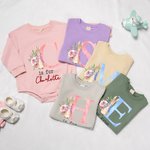 Body de bébé à manches longues en coton avec nom Cadeau de fête de Pâques pour nouveau-né