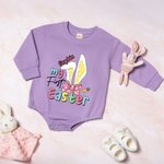 Personalized My First Easter Bunny Ears Bow 100% Cotton Long-sleeve Baby Bodysuit with Name Holiday Outfit Easter Baby Shower Gift for Newborns