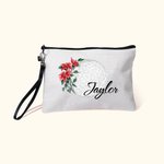 Gepersonaliseerde Geboorte Bloem Golf Cosmetische Tas met Naam Verjaardag Reis Accessoire Gift voor vrouwen Golf Lover