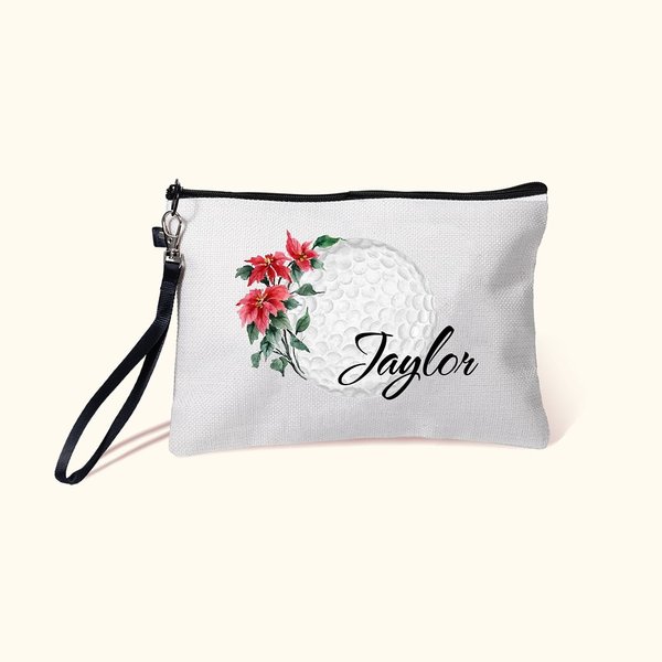Personalizado Nacimiento Flor Golf Bolsa de cosméticos con nombre Cumpleaños Viaje Accesorio Regalo para Mujeres Golf Lover