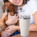 Personalisierte Dackel Corgi kleine Hunde wiederverwendbare Strohhalm Topper mit anfänglichen Charme Zubehör für Stanley Becher Geburtstag Geschenk für Hundeliebhaber Besitzer