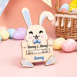 Caricatura personalizada de conejo de madera Money Holder con el nombre de Pascua Cesta de Rellenos de Regalo para Niños Adultos