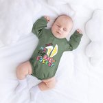 Personalized My First Easter Bunny Ears Bow 100% Cotton Long-sleeve Baby Bodysuit with Name Holiday Outfit Easter Baby Shower Gift for Newborns