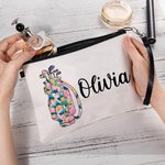 Personalised Colourful Golf Clubs Design Portable Linen Wristlet Makeup Bag with Name Birthday Sports Team Gift for Golf Lovers