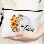 Gepersonaliseerde Geboorte Bloem Golf Cosmetische Tas met Naam Verjaardag Reis Accessoire Gift voor vrouwen Golf Lover