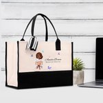 Personalizada Mariposa Dibujos Animados Mujer Lienzo Bolsa Tote con Nombre y Texto Cumpleaños Agradecimiento Oficina Regalo para Colegas Líderes