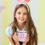 Personalisierte niedliche Osterhase 12oz Emaille-Becher mit Anfangsbuchstaben und Namen Ostern Party Favor Geschenk für Kinder