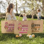 Personalisierte niedliche Hase Ostereierjäger wiederverwendbare Jute Tragetasche mit Namen Party Favor Ostern Jagd Geschenk für Jungen Mädchen