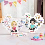 Personalizzato per bambini a forma di cuore, personaggio dei cartoni animati che costruisce puzzle di mattoncini con nome Regalo di compleanno per bambini