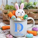 Personalisierte niedliche Osterhase 12oz Emaille-Becher mit Anfangsbuchstaben und Namen Ostern Party Favor Geschenk für Kinder