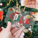 Muñeco de nieve navideño personalizado Santa Claus Adorno de acrílico transparente con nombre y año Decoración del árbol de vacaciones Regalo de Navidad para la familia Niños