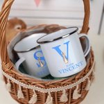 Personalisierte niedliche Osterhase 12oz Emaille-Becher mit Anfangsbuchstaben und Namen Ostern Party Favor Geschenk für Kinder