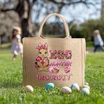 Personalisierte niedliche Hase Ostereierjäger wiederverwendbare Jute Tragetasche mit Namen Party Favor Ostern Jagd Geschenk für Jungen Mädchen