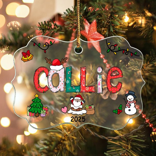 Muñeco de nieve navideño personalizado Santa Claus Adorno de acrílico transparente con nombre y año Decoración del árbol de vacaciones Regalo de Navidad para la familia Niños