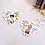 Personalizzato per bambini a forma di cuore, personaggio dei cartoni animati che costruisce puzzle di mattoncini con nome Regalo di compleanno per bambini