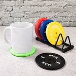 Personalised 3D Printed Non-slip Mixed Colour Bumper Plates Shape Coasters Set of 5 Funny Birthday Gift for Gym Weightlifting Fitness Enthusiasts
