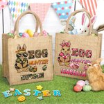 Personalisierte niedliche Hase Ostereierjäger wiederverwendbare Jute Tragetasche mit Namen Party Favor Ostern Jagd Geschenk für Jungen Mädchen
