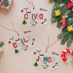 Muñeco de nieve navideño personalizado Santa Claus Adorno de acrílico transparente con nombre y año Decoración del árbol de vacaciones Regalo de Navidad para la familia Niños
