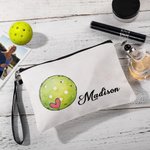 Gepersonaliseerde Pickleball Voetbal Basketbal Sport Canvas Make-up tas met naam en rits Verjaardagscadeau voor Ball Lover Coach