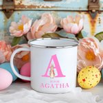 Personalisierte niedliche Osterhase 12oz Emaille-Becher mit Anfangsbuchstaben und Namen Ostern Party Favor Geschenk für Kinder