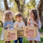 Personalisierte niedliche Hase Ostereierjäger wiederverwendbare Jute Tragetasche mit Namen Party Favor Ostern Jagd Geschenk für Jungen Mädchen