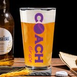 Personalised Football Soccer Coach Design 16 oz Name Beer Pint Glass Beer Mug with Handle Birthday Appreciation Gift for Coach