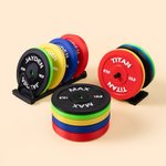 Personalised 3D Printed Non-slip Mixed Colour Bumper Plates Shape Coasters Set of 5 Funny Birthday Gift for Gym Weightlifting Fitness Enthusiasts