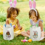 Personalisierte Niedliche Hasenohr Eimer Tasche mit Gebrochene-Eierschale-Foto-Design Griff und Namen Party Ostereiersuche Geschenk für Kinder