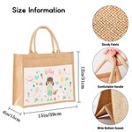 Personalized Floral Easter Eggs Bunny Cartoon Character Large Reusable Tote Bag with Name Easter Birthday Gift for Women Kids