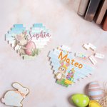 Personalised Cute Bunny Easter Egg Design Heart-shaped Building Brick Puzzles with Name Easter Party Birthday Gift for Kids