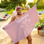 Henkilökohtainen Margs ja Matrimony Ylimitoitettu Nopea kuiva pehmeä monivärinen rantapyyhe tekstillä Bachelorette Party Häälahja morsiamelle morsiusneitoille