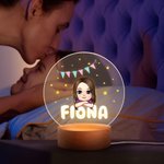 Personalisierte Fantasy Sterne Wimpel Cartoon Mädchen Junge LED-Nachtlicht mit hölzernen Basis und Namen Geburtstag Zimmer Dekoration Geschenk für Kinder